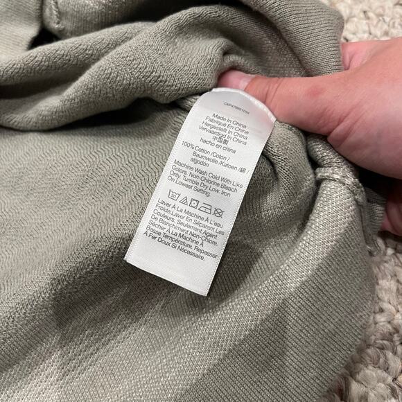 Madewell Men's Button Up Long Sleeve Sweater Polo Sz L Washed Olive Preppy - Picture 6 of 8